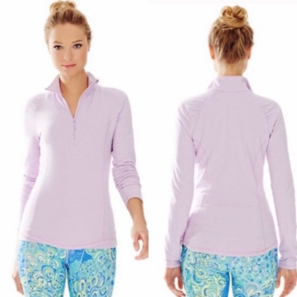 Lilly Pulitzer Tops - Lilly Pulitzer Luxletic Lilac Half Zip Pullover